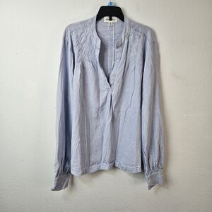 CLOTH & STONE Tencel Lyocel Chambray  Light Blue Long Sleeve Blouse Size Large